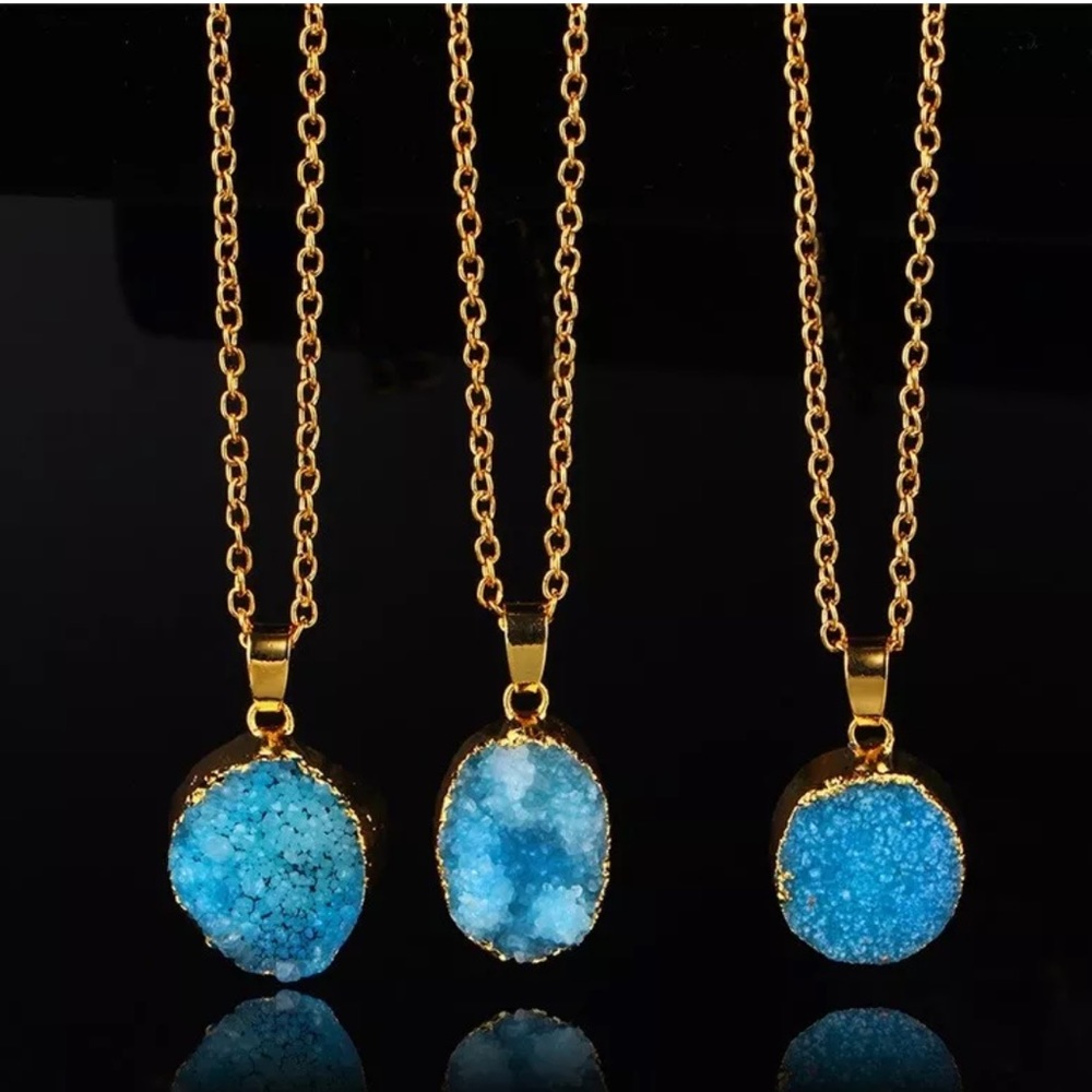 Necklace Natural Stone Pendants Jewelry Druzy